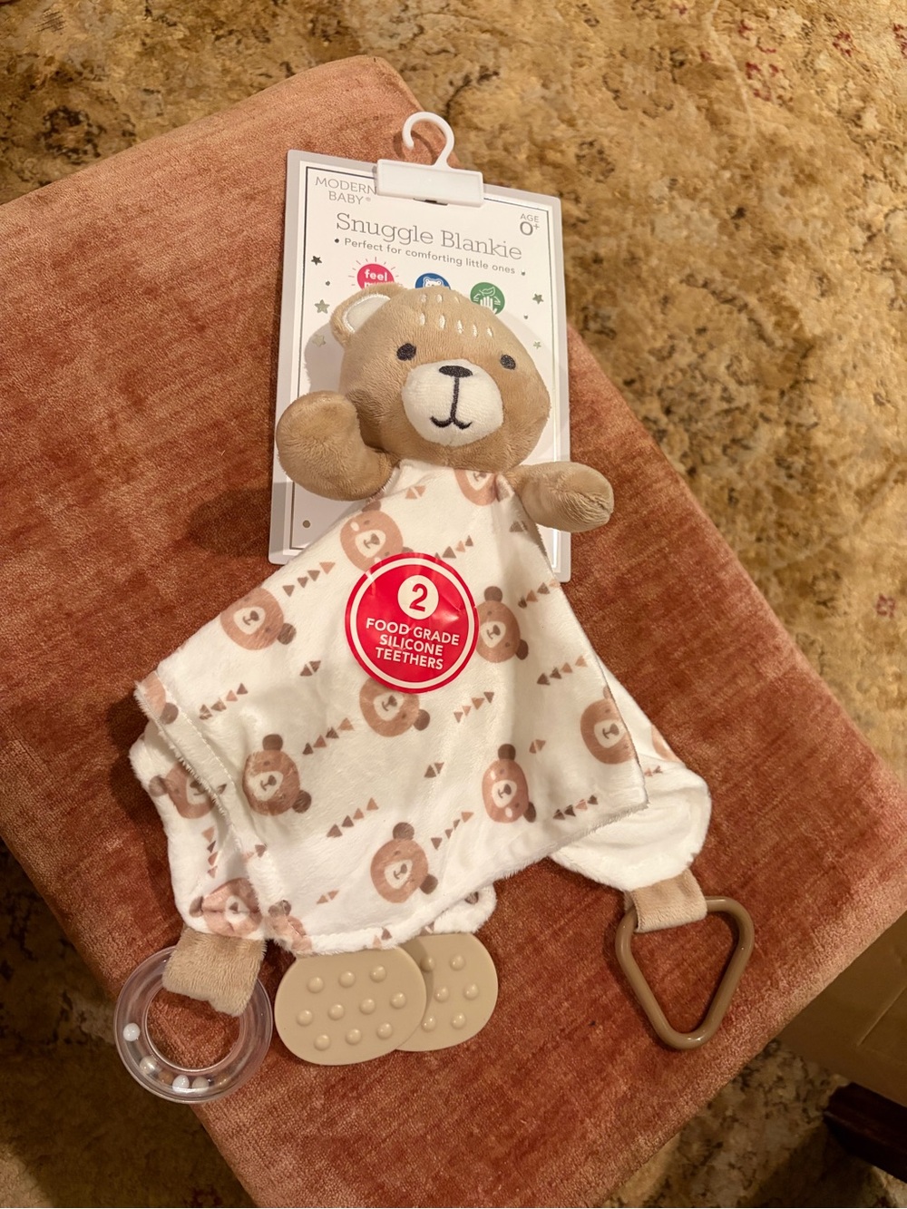 Modern Baby Snuggle Blankie Bear Comforter - Tan and White